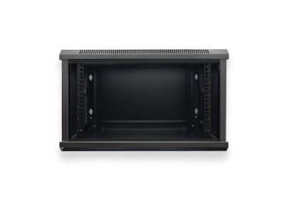 Шкаф 19" настенный 12U 600x600mm черный, дверь стекло, без вентилятора