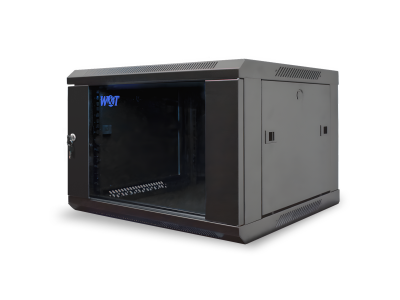 Шкаф 19" настенный 12U 600x600mm черный, дверь стекло, без вентилятора